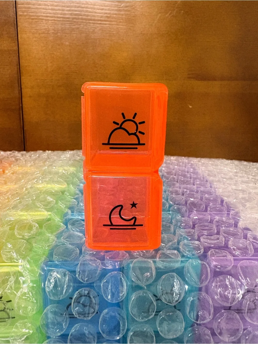 Monthly 31-Day Pill Organizer Morning and Evening Compartments - Rainbow